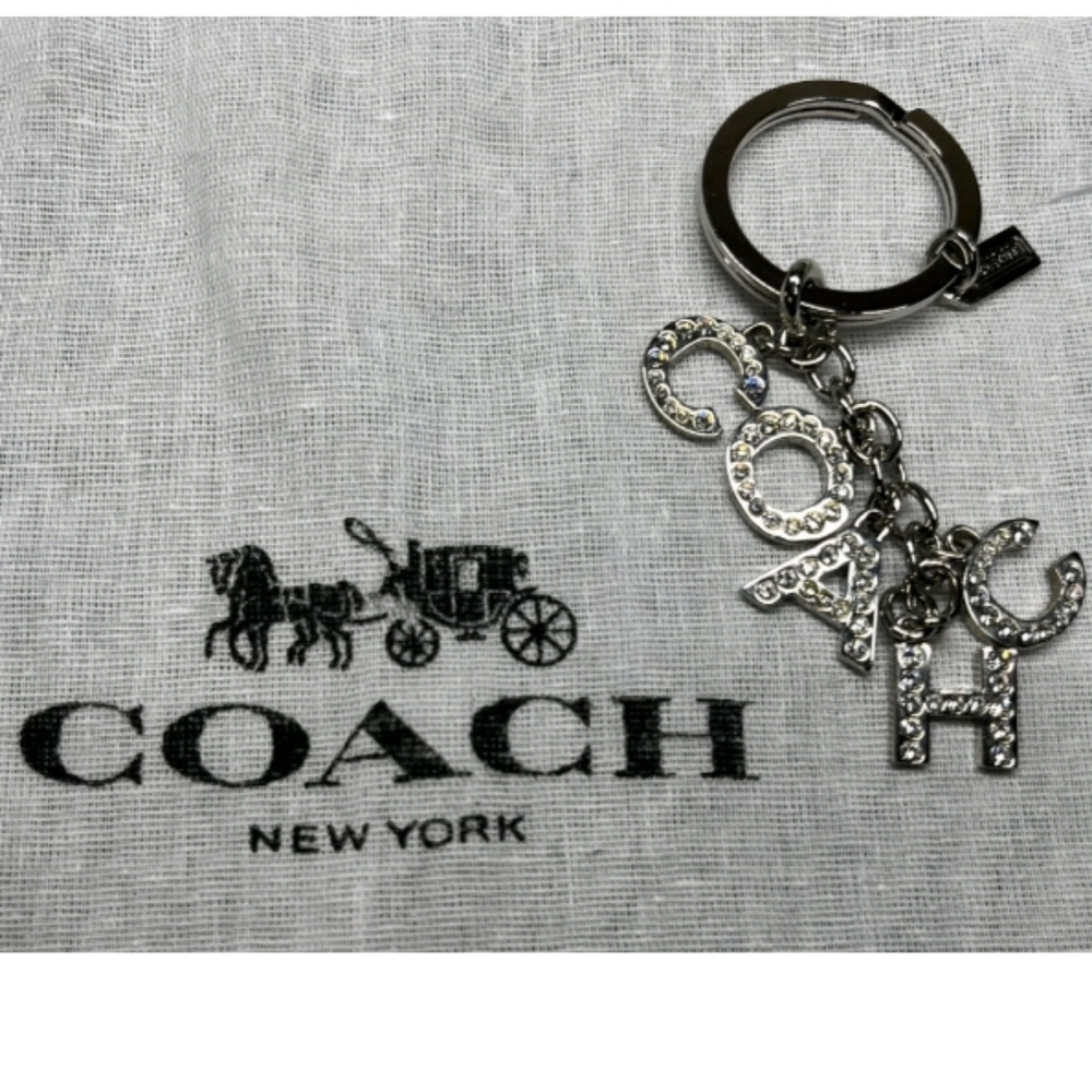 Coach Rare Crystal Pave Silver Rhinestone Keychain